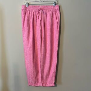 J. Crew Factory Pink Linen & Cotton Crop Pants Elastic Waist Size‎ 8